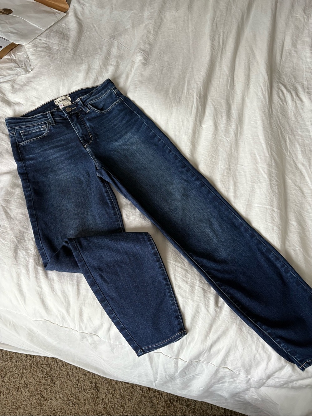 L'AGENCE Straight Leg Jeans - Dark Blue Wash